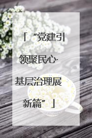“党建引领聚民心·基层治理展新篇”