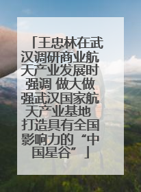 王忠林在武汉调研商业航天产业发展时强调 做大做强武汉国家航天产业基地 打造具有全国影响力的“中国星谷”