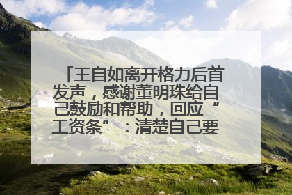王自如离开格力后首发声，感谢董明珠给自己鼓励和帮助，回应“工资条”：清楚自己要什么，工资条不重要