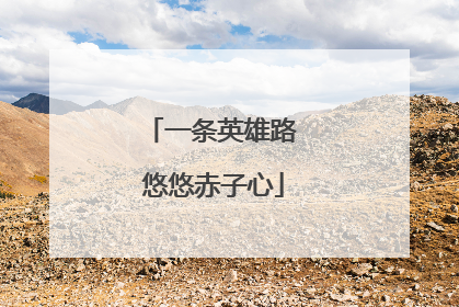 一条英雄路 悠悠赤子心