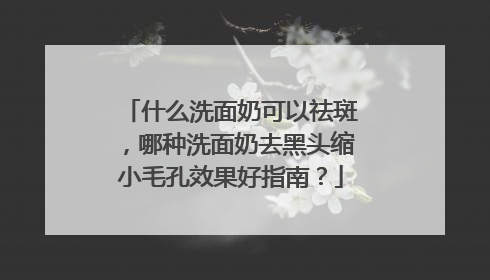 什么洗面奶可以祛斑，哪种洗面奶去黑头缩小毛孔效果好指南？