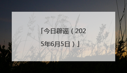 今日辟谣（2025年6月5日）