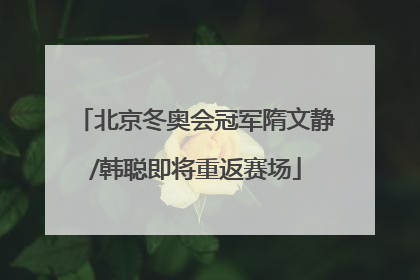 北京冬奥会冠军隋文静/韩聪即将重返赛场