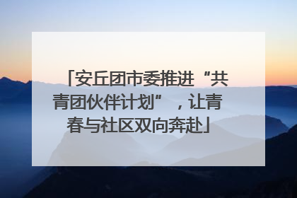 安丘团市委推进“共青团伙伴计划”，让青春与社区双向奔赴