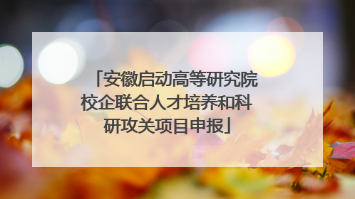 安徽启动高等研究院校企联合人才培养和科研攻关项目申报