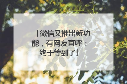 微信又推出新功能，有网友直呼：终于等到了