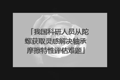 我国科研人员从陀螺获取灵感解决轴承摩擦特性评估难题