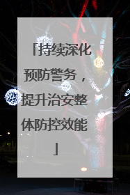 持续深化预防警务，提升治安整体防控效能