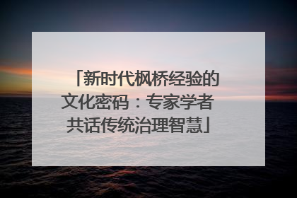 新时代枫桥经验的文化密码：专家学者共话传统治理智慧