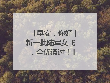 早安，你好｜新一批陆军女飞，全优通过！