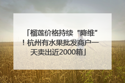 榴莲价格持续“降维”！杭州有水果批发商户一天卖出近2000箱