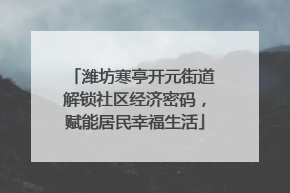 潍坊寒亭开元街道解锁社区经济密码，赋能居民幸福生活