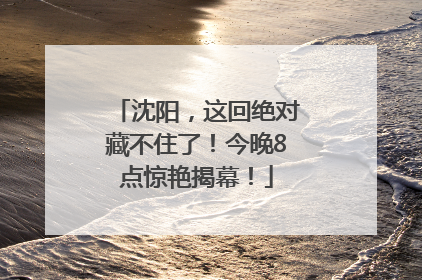 沈阳，这回绝对藏不住了！今晚8点惊艳揭幕！