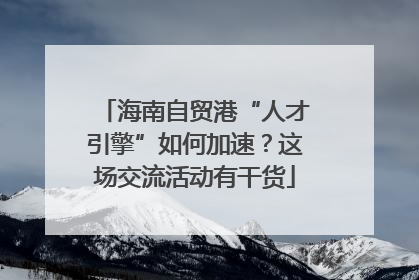 海南自贸港“人才引擎”如何加速？这场交流活动有干货