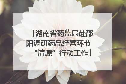 湖南省药监局赴邵阳调研药品经营环节“清源”行动工作