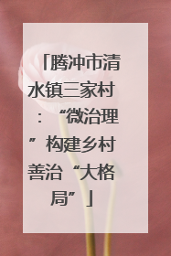 腾冲市清水镇三家村：“微治理”构建乡村善治“大格局”