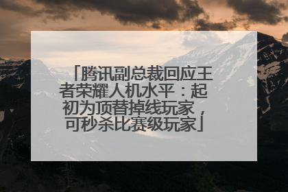 腾讯副总裁回应王者荣耀人机水平：起初为顶替掉线玩家，可秒杀比赛级玩家