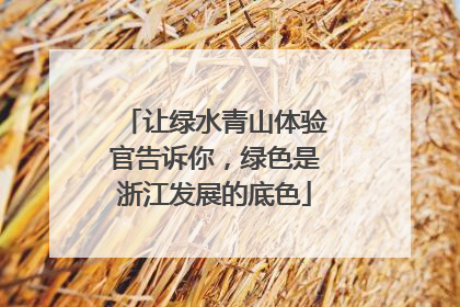 让绿水青山体验官告诉你，绿色是浙江发展的底色
