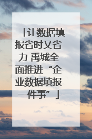 让数据填报省时又省力 禹城全面推进“企业数据填报一件事”