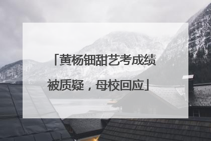黄杨钿甜艺考成绩被质疑，母校回应