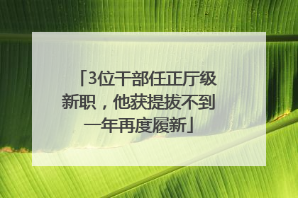3位干部任正厅级新职，他获提拔不到一年再度履新