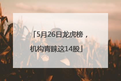 5月26日龙虎榜，机构青睐这14股